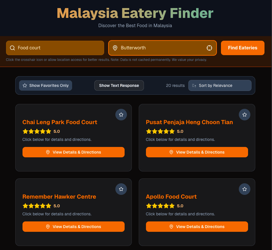 Malaysia Eatery Finder